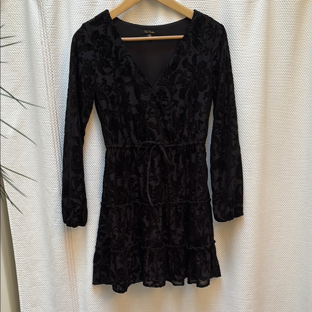 City Studio Black Long Sleeve Dress with Timeless Elegance